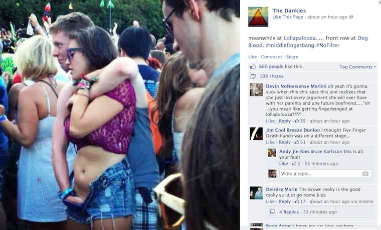 Man Fingers Girlfriend at Lollapalooza.