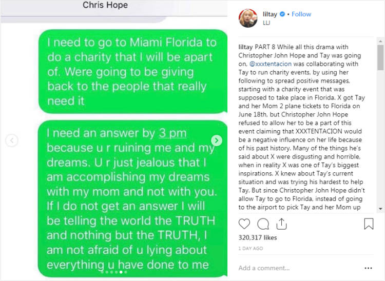 Lil Tay S Instagram Is Back Possibly Hacked And Blames Her Father For Xxxtentacion S Death